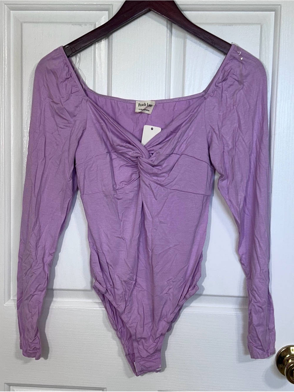 Peach Love California Lilac Vixen Long Sleeve Sweetheart Bodysuit Medium NWT